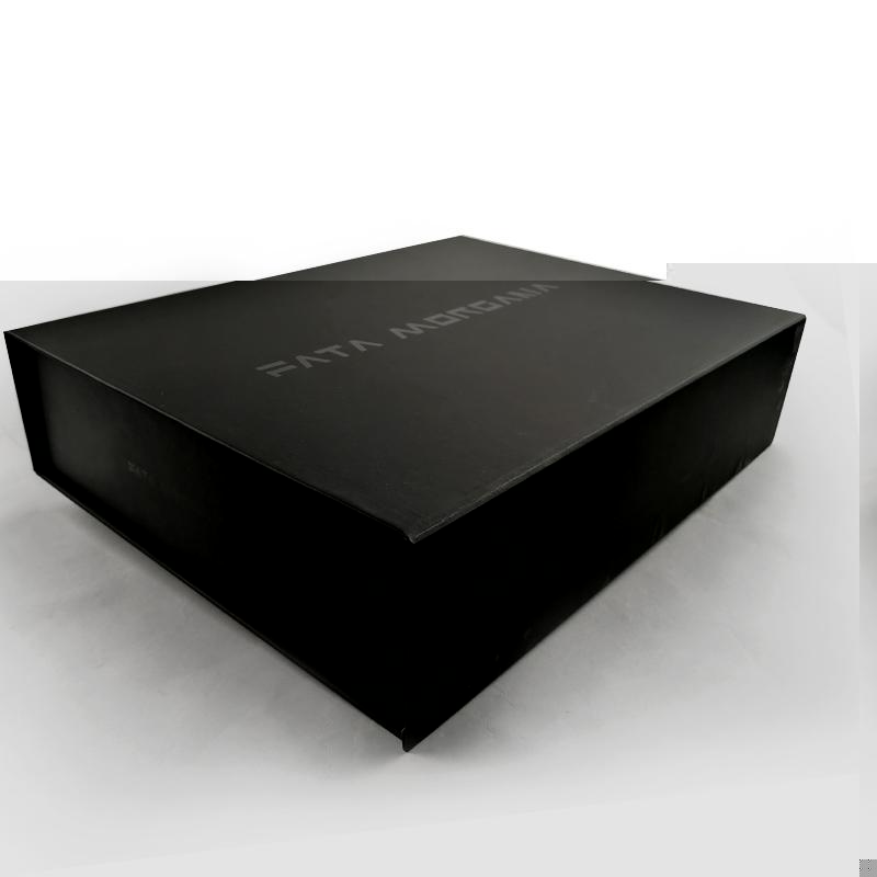 Classy Black Cardboard Apparel Boxes With Magnetic Closure