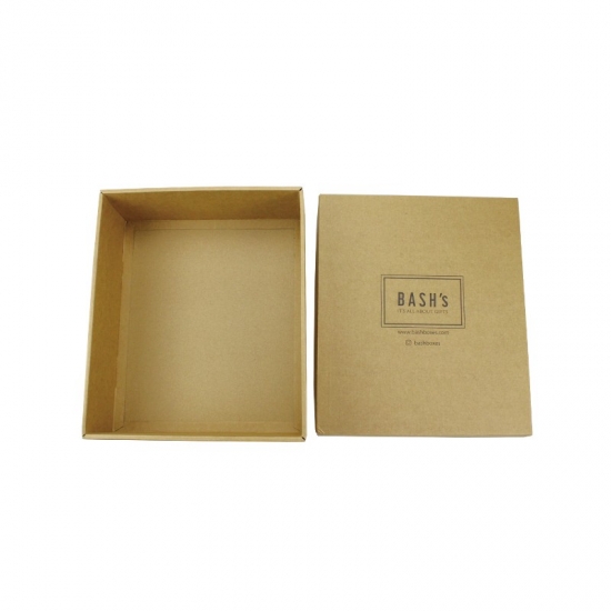 square brown color black printing kraft gift boxes with lids