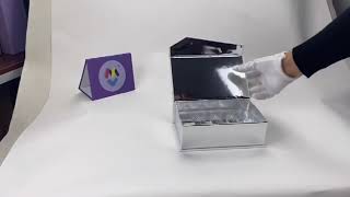 Boîte cadeau magnétique de carte d'argent métallique imprimée personnalisée avec insert en plastique